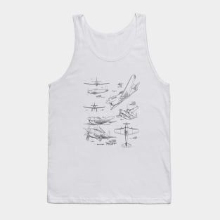 Airplane Designs 1940s Patent Prints Tank Top